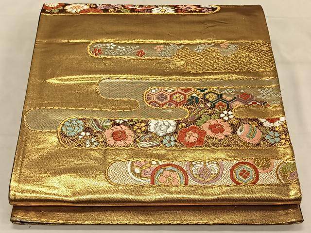 平和屋着物◎六通柄袋帯 唐織 桃山郭古典 金糸 正絹 逸品 CAAV1682qv