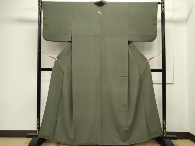 平和屋着物■上質な色無地　利休鼠色　洒落三つ紋　正絹　逸品　CAAZ1269ou