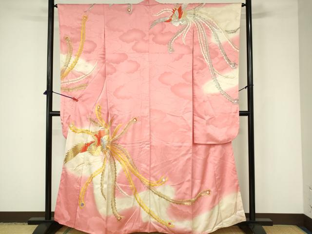 平和屋着物■豪華振袖　総刺繍　鳳凰　暈し染め　金銀糸　正絹　逸品　DABB2998qp