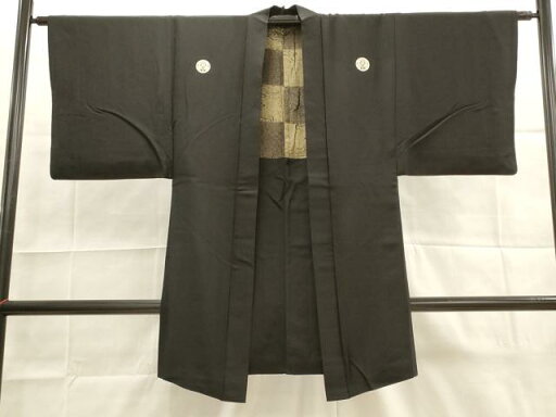 平和屋着物■男性 黒紋付羽織 御召縮緬 長羽織 正絹 逸品 AAAP9013fy 平和屋着物■男性 黒紋付羽織 御召縮緬 長羽織 正絹 逸品 AAAP9013fy