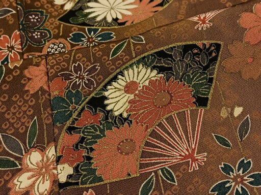 平和屋着物■上質な小紋 扇面籠目花文 金彩 正絹 逸品 BAAR2526by 平和屋着物■上質な小紋 扇面籠目花文 金彩 正絹 逸品 BAAR2526by