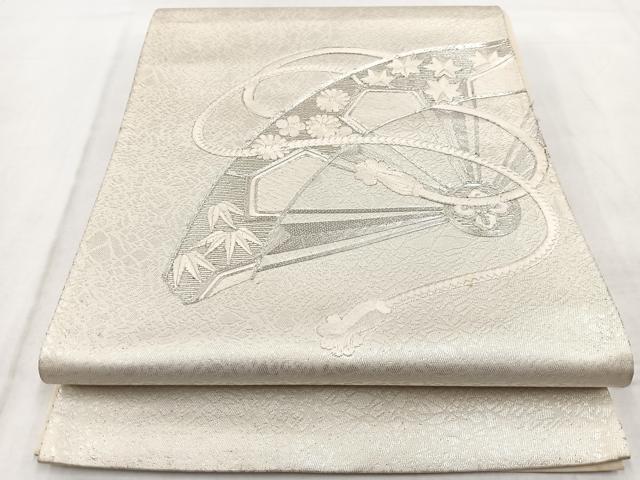 平和屋着物◎太鼓柄袋帯 総刺繍 銀駒刺繍 片輪車花文 正絹 逸品 BAAW8951yc heiwaya-11150421 平和屋 パッケージ画像
