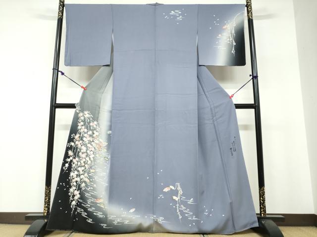 平和屋着物●史上初の女性友禅師 京都府伝統産業優秀技術者 京の名工 岡山武子 訪問着 地紙桜文 暈し染め 金彩 さが美扱い 正絹 DABF1373ud