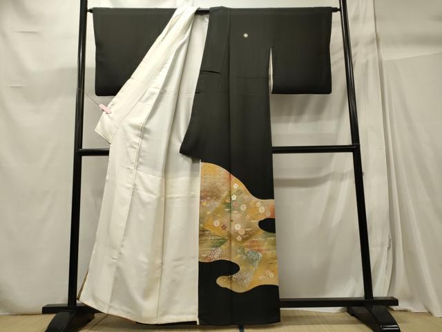 平和屋の平和屋着物■豪華黒留袖 駒刺繍 吉祥花文 金銀彩 正絹 逸品 CABC4243oy｜アングル3