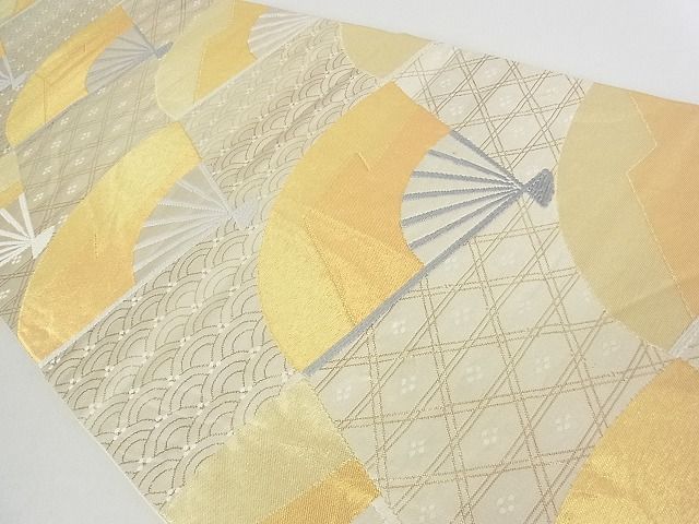 平和屋着物■六通柄袋帯　扇散らし　金糸　逸品　rt2564