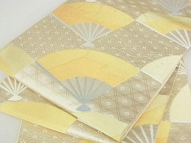 平和屋着物■六通柄袋帯　扇散らし　金糸　逸品　rt2564