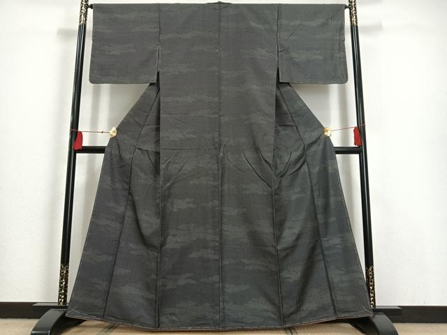 平和屋着物●お召　霞文　正絹　逸品　AAAP4622oa