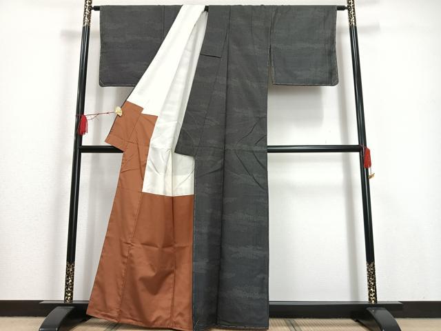 平和屋着物●お召　霞文　正絹　逸品　AAAP4622oa