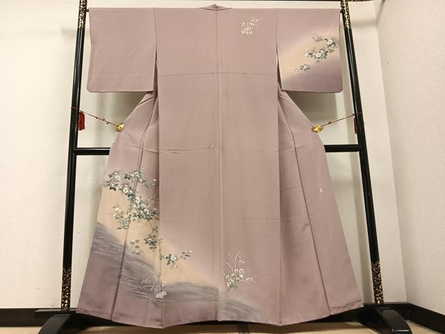 平和屋着物●訪問着 友禅 作家物 枝花文 暈し染め 正絹 逸品 AABD7080ph