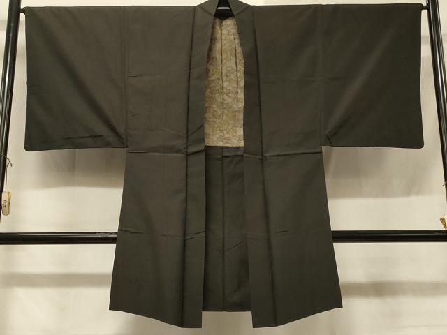 平和屋着物＃男性 本場大島紬 長羽織 格子柄 正絹 逸品 CABD1570in