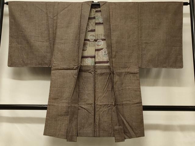 平和屋着物＃男性　本場大島紬　長羽織　格子柄　正絹　逸品　未使用　CABD1579in