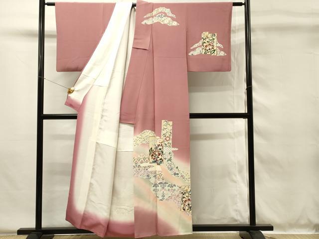 平和屋の平和屋着物■訪問着 更紗花唐草文 暈し染め 金彩 正絹 逸品 DABG4502qp｜アングル2