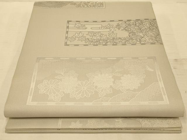 平和屋着物◎綴れ　六通柄袋帯　草花文　正絹　逸品　AABA0546tn