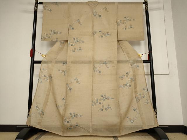 平和屋着物＊夏物　小紋　草花文　金彩　正絹　逸品　AABB8637st