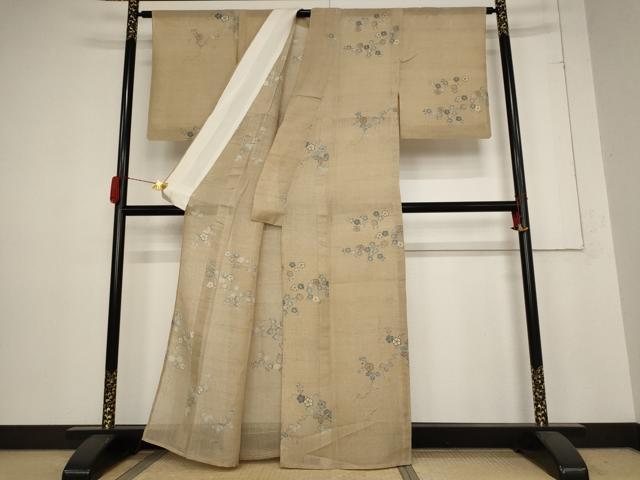 平和屋着物＊夏物　小紋　草花文　金彩　正絹　逸品　AABB8637st