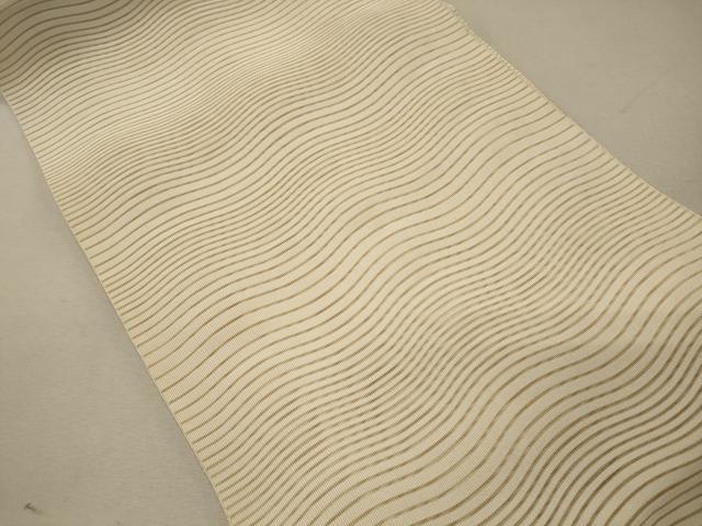 平和屋着物＊夏物　八寸名古屋帯　絽綴れ　流線文　鳥の子色　正絹　逸品　CAAW8941oy