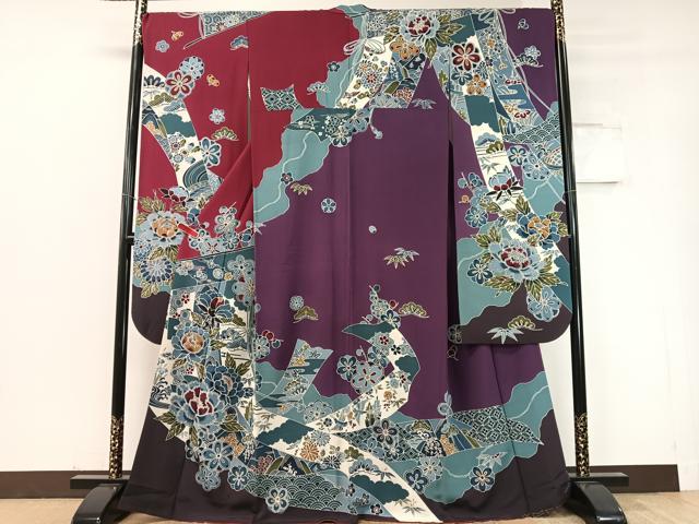Rakuten - 平和屋着物●豪華振袖　型染め　道長几帳花文　正絹　逸品　CABD8205vp
