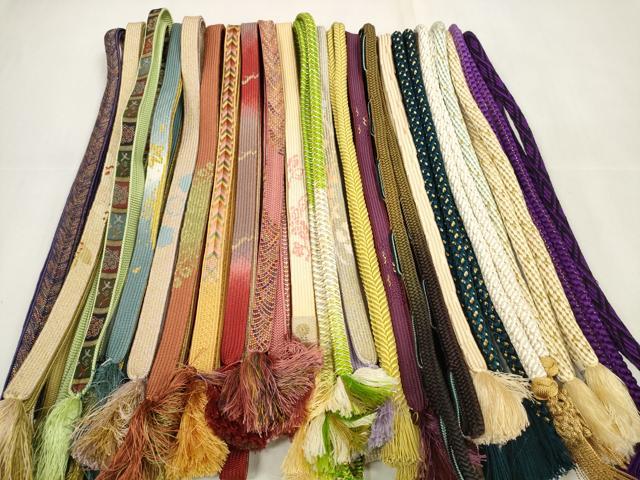 平和屋着物●和装小物　帯締め20本セット　龍村美術織物　手組紐　観世組　亀房　金糸　未使用品あり　..