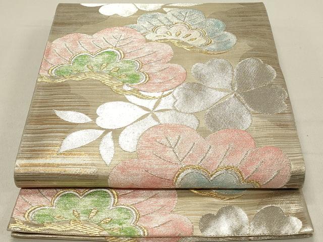 平和屋着物◎六通柄袋帯 枝松文 金銀糸 正絹 逸品 DABC9565qp