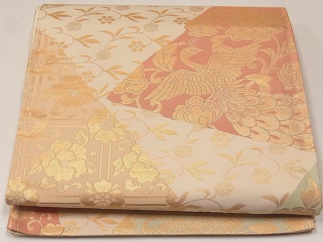 平和屋着物◎六通柄袋帯　裂張唐鳥紋　金糸　逸品　CAAF2835ca