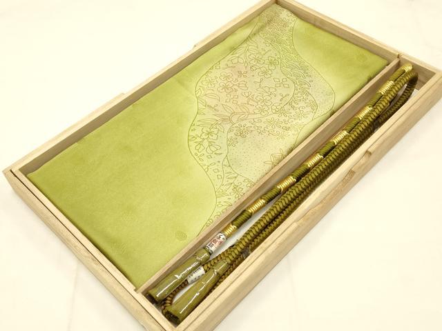 平和屋本店●和装小物　帯締め・帯揚げセット　道長吉祥花文　暈し染め　金糸　逸品　未使用品あり　AAB..