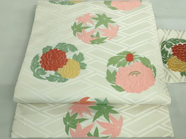 平和屋着物■極上　俵屋　人間国宝　喜多川平朗 有職織物　九寸名古屋帯　唐織　花丸文　三越扱い　逸品　DZAA8304kh5