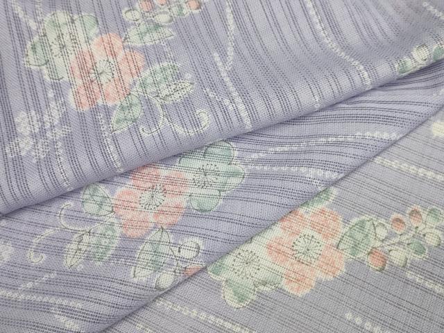 平和屋着物＊夏物　小紋　縦絽　辻が花　洗える着物　AAAY6940sx