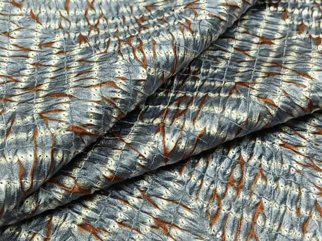 Kimono - 平和屋着物▽上質な小紋　単衣　杢目絞り　幾何学文様　正絹　逸品　AABB9214jh