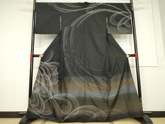 平和屋着物●訪問着　紬地　刺し子　正絹　逸品　AABF3561ck