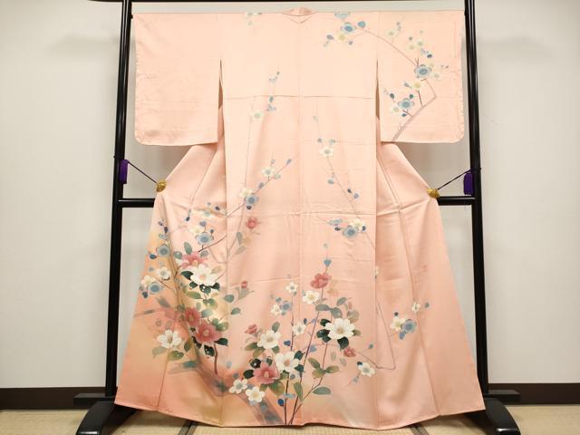 平和屋着物■極上 訪問着 作家物 椿・梅 暈し染め 金彩 ときがら茶色地 逸品 未使用 CYAA3859s5