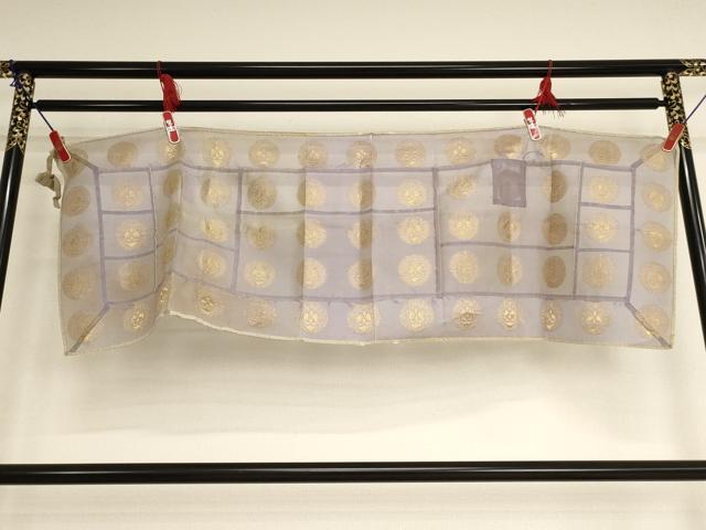 平和屋本店▼夏物　五条袈裟　紗　下り藤　牡丹鼠色地　金糸　法衣　寺院　仏具　仏教　僧侶　神職　装束　AABB5769ja