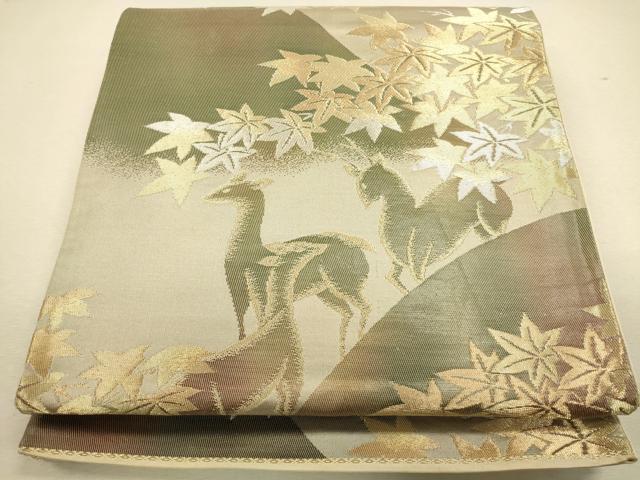 平和屋着物◎六通柄袋帯 動物楓文 金銀糸 引箔 正絹 逸品 CAAU8582ft