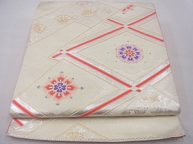 平和屋着物■六通柄袋帯　唐織　菱天井花文　金銀糸　逸品　n-gh3567