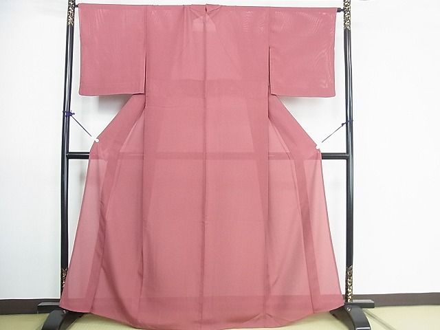 平和屋着物■夏物 色無地 縦絽 蘇芳色 洗える着物 DAAF7990op