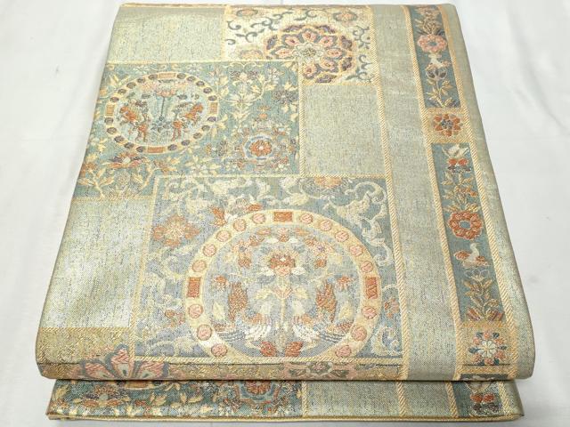 平和屋着物■六通柄袋帯 唐織 狩猟文 金糸 正絹 逸品 CAAO8821fb