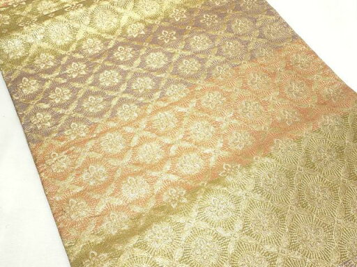 平和屋着物■六通柄袋帯 七宝花文 金糸 正絹 逸品 CAAO8892fb