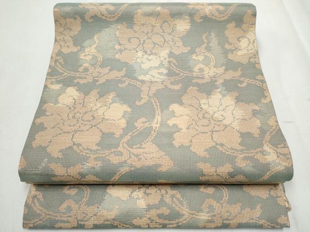 平和屋着物●俵屋　人間国宝　喜多川平朗 有職織物　九寸開き名古屋帯　更紗花文　金糸　正絹　逸品　CABC5247hy