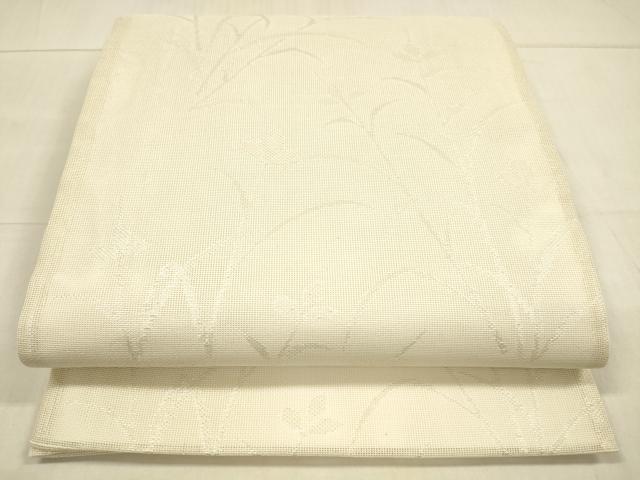 平和屋着物＊夏物 六通柄袋帯 草花文 銀糸 正絹 逸品 DAAU4298cm