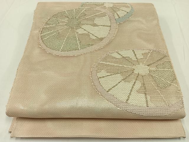 平和屋着物＊夏物 太鼓柄袋帯 番傘 銀糸 正絹 逸品 AAAX3952jh