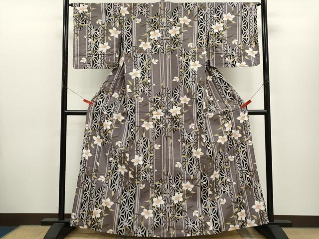 平和屋着物∴夏物　浴衣　枝花文　綿　逸品　CABH7939ze
