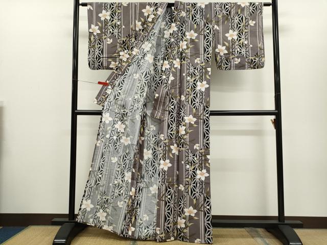 平和屋着物∴夏物　浴衣　枝花文　綿　逸品　CABH7939ze