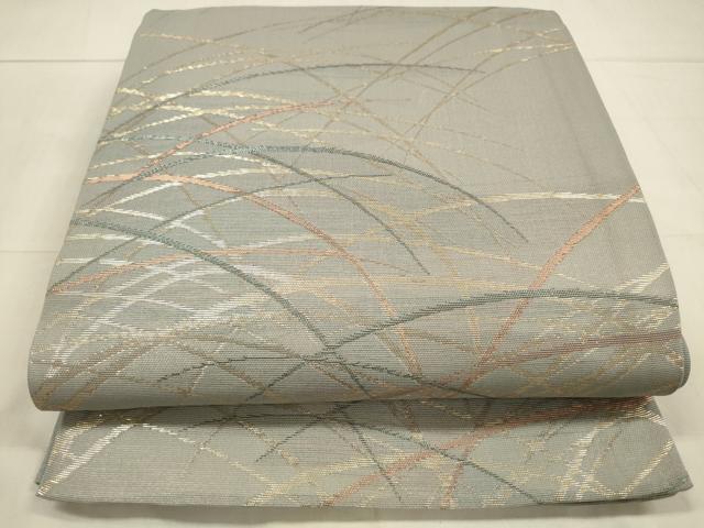 平和屋着物＊夏物　六通柄袋帯　草葉文　金糸　正絹　逸品　DAAU4315cm