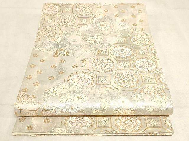 平和屋着物◎六通柄袋帯 蜀江花文 金糸 正絹 逸品 AAAL0742Apf