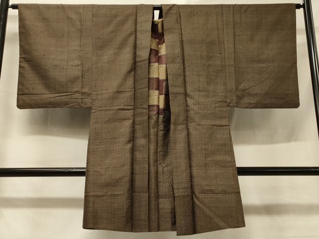平和屋着物＃男性　本場大島紬　長羽織　横段文　正絹　逸品　CABD1573in