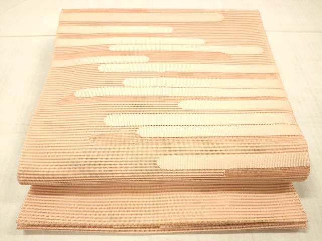 平和屋着物＊夏物　八寸名古屋帯　絽綴れ　抽象文様　珊瑚色　正絹　逸品　DAAW1954cm