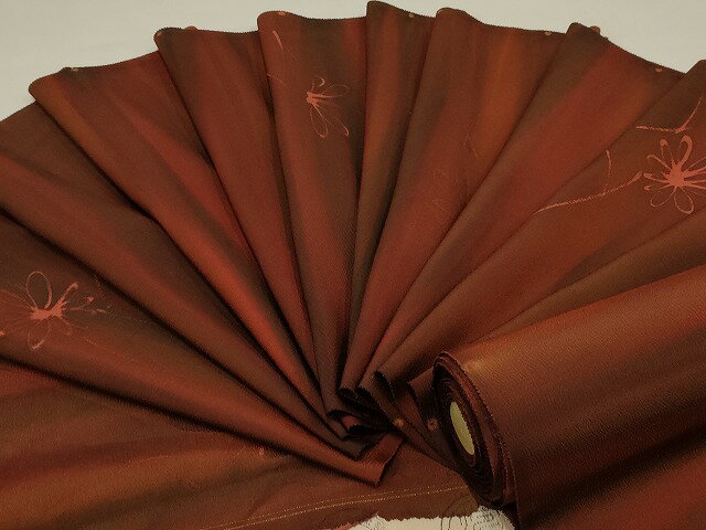 平和屋着物▼小紋　反物　着尺　霞花文　暈し染め　浜ちりめん　正絹　逸品　未使用　AAAS2578ay