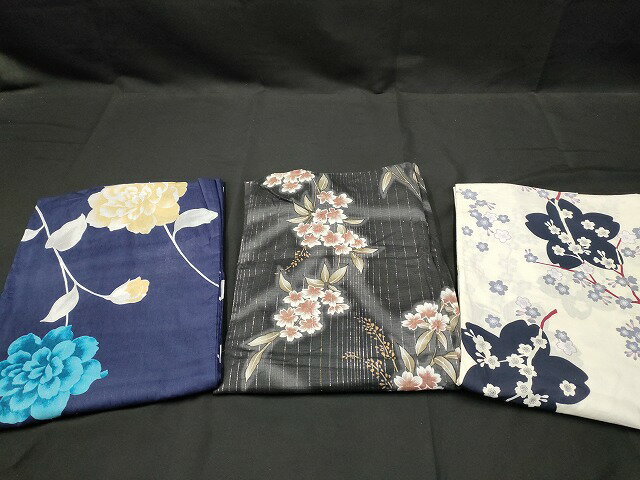 楽天平和屋平和屋本店■浴衣 まとめて 3点 花柄 綿紅梅 など 着用可能多数 ppp2471 km