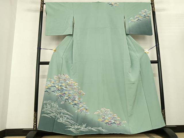 樂天商城 - 平和屋着物●訪問着　友禅　松　暈し染め　金彩　正絹　逸品　AABF0605fy