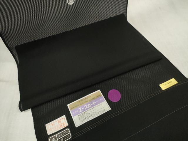 平和屋着物▼夏物　黒紋付　黒反物　着尺　駒絽　草木染　逸品　未使用　DAAU7425zzz