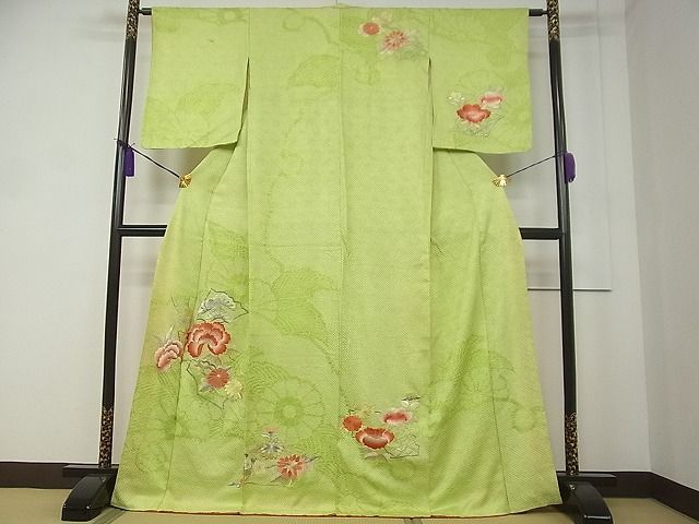 平和屋着物■訪問着 刺繍 総絞り 草花文 逸品 CAAF9001vf